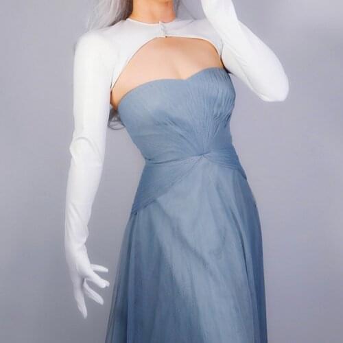 BOLERO GLOVES Faux Leather White Top Clothes Crop Shrug Jumper Sun Block Anti UV Women PU Leather Gloves WPU249