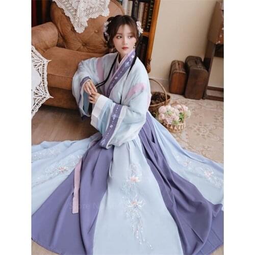 Ancient Chinese Hanfu Dress Emboridery Elegant Female Tang Suit Fairy Dance Costume Folk Han Dynasty Princess Outfit Cosplay