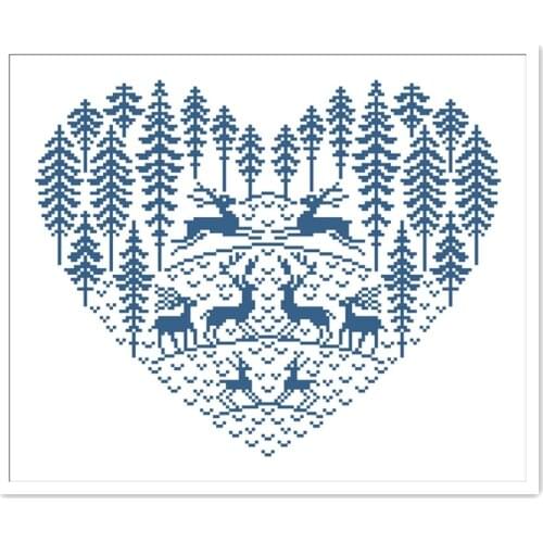 Deer lovers cross stitch package animal 18ct 14ct 11ct white fabric cotton silk thread embroidery DIY handmade needlework
