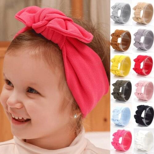 2019 Brand New Toddler Girls Baby Bow-knot Turban Solid Headband Hair Band Bow Accessories Headwear