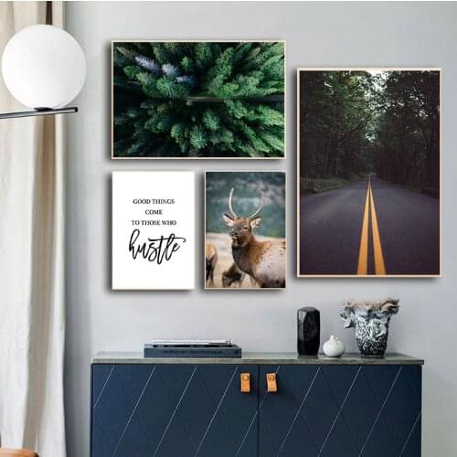 Nature Forest Landscape Picture Home Decor Nordic Canvas Painting Wall Art Road Highway Scenery Print and Poster for Living Room