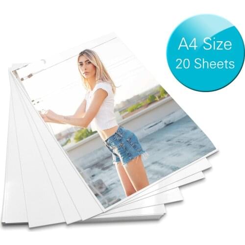 Professional A4 Size 20 Sheets Glossy Photo Paper 8.3 * 11.7 Inch 200gsm Waterproof Resistant High Gloss Finish Surface QuickDry