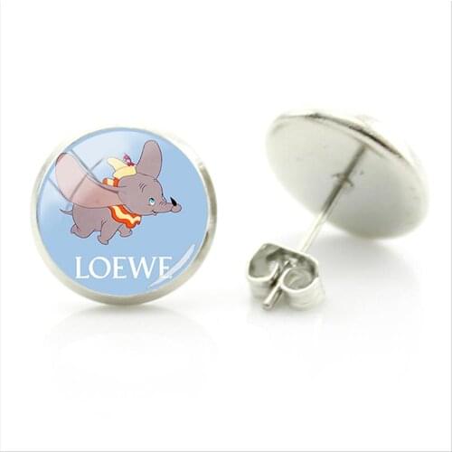 Disney Simple Dumbo Picture Earrings Trend Exquisite Style Earrings Glass Cabochon Earrings Jewelry For Friends