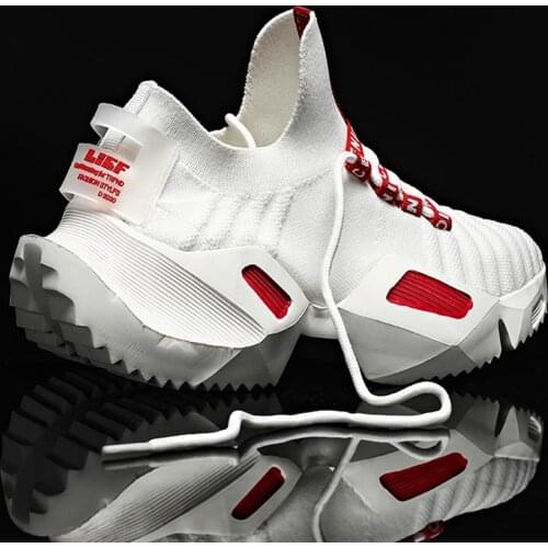 Plus Size Summer Massive Sneakers Socks Men Sport Shoes Man White Sports Shoes Running Man Red Knit Tennis Trainers Gym GME-1581