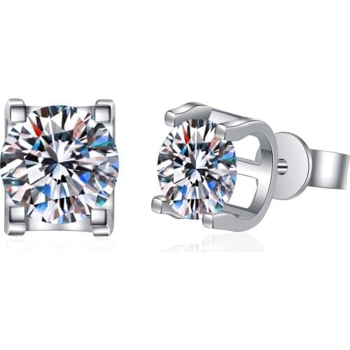 ANZIW 925 Sterling Silver Round Cut Moissanite Diamond Simple Stud Earrings For Women Classic Stud Earrings Wedding Jewery