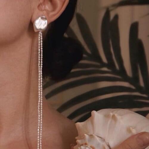 925 Sterling Silver Freshwater Natural Baroque Pearl Design Charming Luxury Handmade Drop Earrings Jewelry for Women Gift New