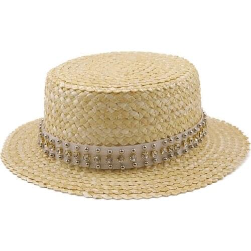 New Women Natural Wheat Straw Hat Ribbon Tie 7cm Brim Boater Hat Derby Beach Sun Hat Cap Lady Summer Wide Brim Protect Hats
