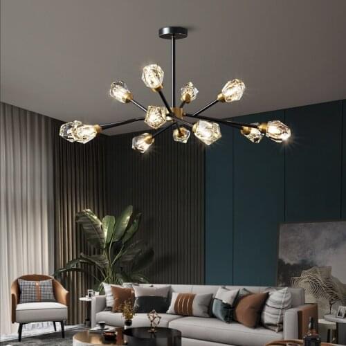 Nordic modern copper body K9 crystal chandelier G9LED living room bedroom bar table dining room lamp