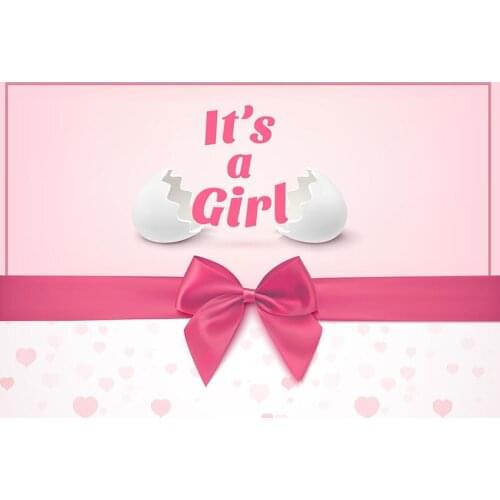 Its a girl bowknot photo background vinyl fotografia baby shower Backdrops photography for photo studio props photocall lv-1642