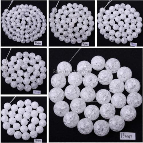 High Quality Cracked Round White Crystal Quartz 4/6/8/10/12/14/16/18/20mm Loose Beads Strand 15" Jewellery Making wj68