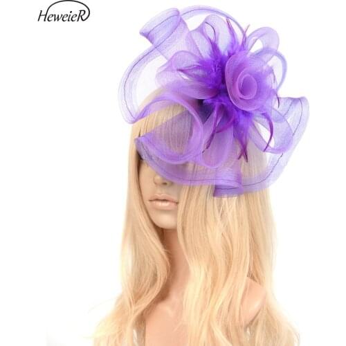 Handmade Women Bridal Feather Mesh Headwear Headdress Fascinators Derby Hats Hair Clips Cocktail Races Wedding Party Accessories