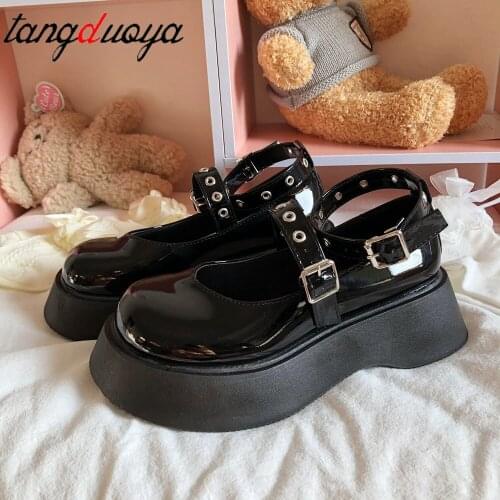 2021 Mary Jane Shoes Women Lolita Shoes Buckle Strap Girls Cosplay Platform Heels Shoes Chunky Pumps Women Shoes Cosplay Kawaii