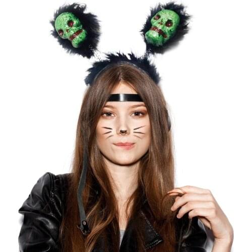 Halloween Womens Teen Girls Hair Hoop Scary Hairy Foam Skull Decor Headband Holiday Party Headdress Costume Cosplay Dress Up A40