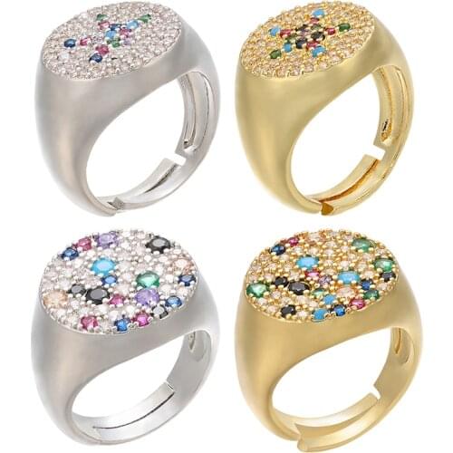 ZHUKOU 21X23mm Exquisite Ring Engagement Handmade Crystal wedding rings for women Girls friend birthday presents