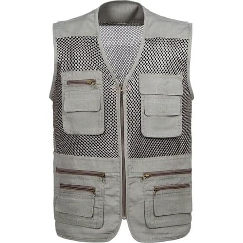 Multi-pockets Out door Vest Men Professional Photography Cameraman Mesh Vest for Hunt Director Reporter Vests