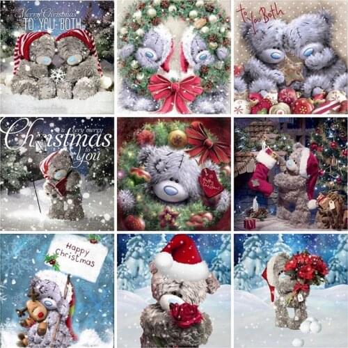 ZOOYA Diamond Painting Christmas Gift Cross Stitch Diamond Embroidery Bear Full Square Drill Diamond Mosaic Kit Cartoon Sticker