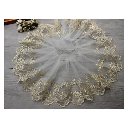 100 yards delicate gold lace trims mesh 14.5cm width gold lace fabric