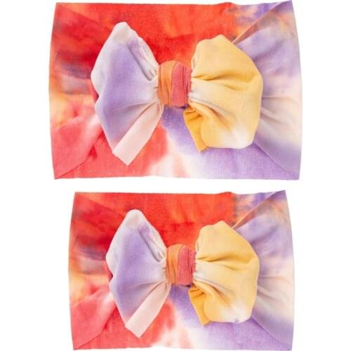 2 Pcs/Set Mother and Daughter Headbands Tie Dyed Cloth Baby Girl Hair Accessories Family Matching Hairband Colorful Headwrap Bow