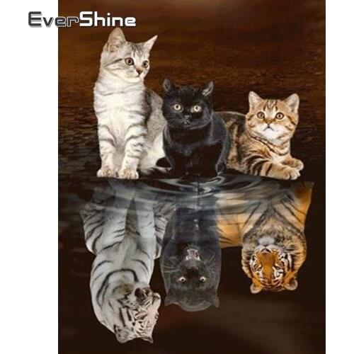 EverShine 5D Diamond Embroidery Cat Cross Stitch Diamond Mosaic Art Painting Animals DIY Handmade Hobby Sale Kits Decor Home