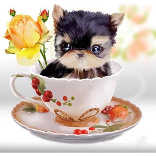 Diamond Embroidery Animal Mosaic Pattern 5D Diy Diamond Painting Full Drill Round Cartoon Dog Pictures Of rhinestones Decoration