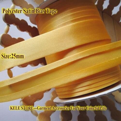 Free shipping--Polyester Bias Tape size: 25mm Gold yellow,width 1" for DIY making,50meters Garment Accessories ,handmade sewing