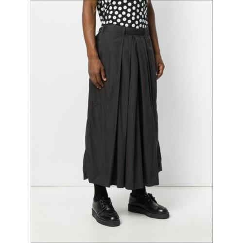 27-44 Culottes Men Casual Pant Wild Nine Pants Loose Wide Leg Pants Fashion Personality Hairstylist Skirts Spring And Autumn