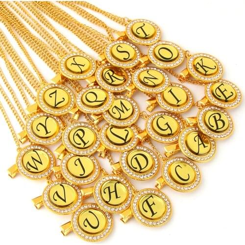 Bling Baby Pacifier Clip Golden Any Initials Letter Pacifiers Chain Holder Baby Dummy Clips Safe Metal Chains