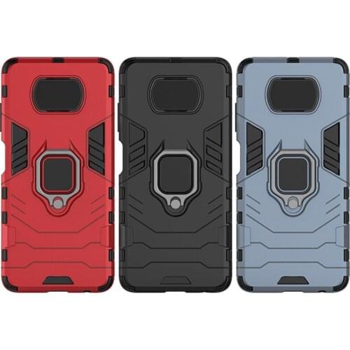 For POCO X3 NFC Case Ring Holder Armor Bumper Hard PC & Soft TPU For Xiaomi POCO X3 NFC Coques