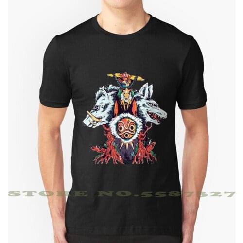 Princess Mononoke Black White Tshirt For Men Women Studio Ghibli Manga Anime San Wolf Ashitaka Princess Mononoke Mononoke Hime