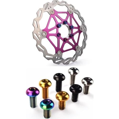 Colorful M5*10mm Titanium Alloy Disk Brake Rotor Screws T25 Torx MTB Mountain Road Bike Brake Rotor Ti Bolts Cycling Parts