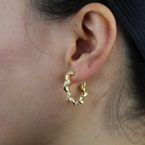 CZ Hoop Earring New Gold Silver Color White Sparking Bling Cubic Zirconia Trendy Women Jewelry