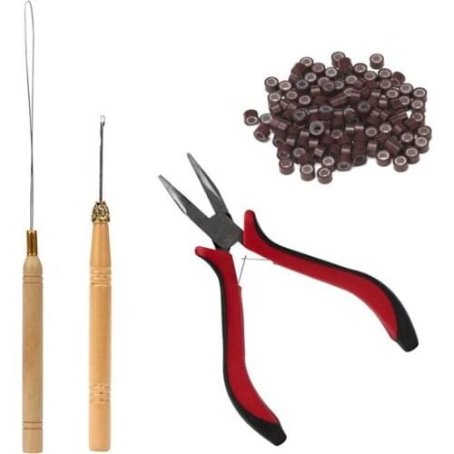 Home Full Kit Tool Hook Needle Micro Rings Styling Feather Pulling Loop Multi Functional Beads Tip Hair Extensions Plier