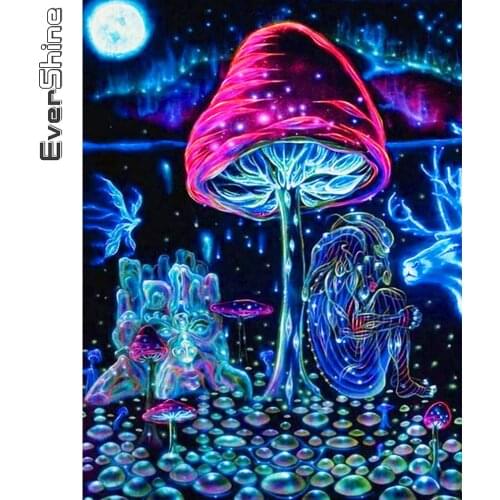 Evershine Diamond Embroidery Mushroom Rhinestone Art Cross Stitch Scenery Diamond Painting Abstract Mosaic Sale DIY Handmade