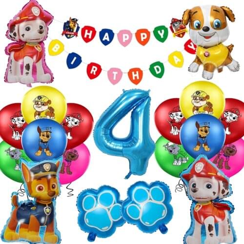 Paw Patrol Pupply Ballons Action Figures Chase Rubble Marshall Model Toys Boys Birthday Party Balloon Deco Gift Set For Children