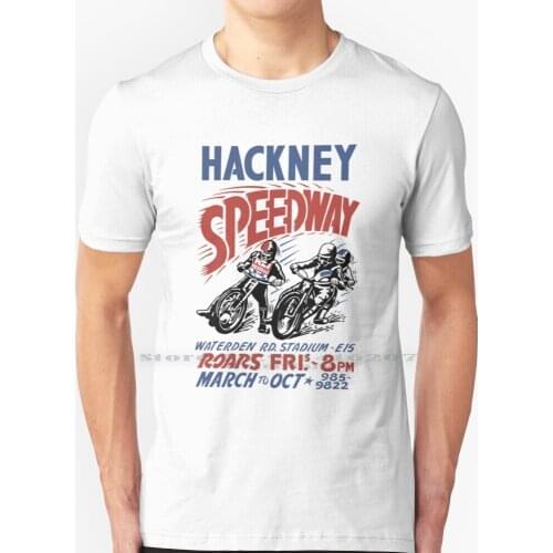 Hackney Speedway T Shirt 100% Pure Cotton Racing Bikes Speed Hackney Vintage Retro Classic Speedway Stadium