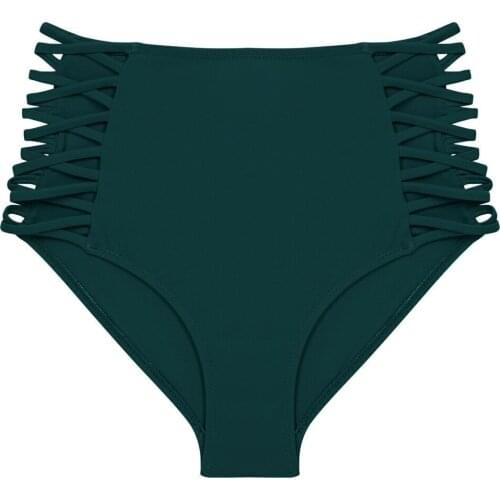 LOOK FOR YOUR WONDERFUL NIGHTS WITH ITS STUNNINGDark Green Basic High Waist Fashion Bikini Bottoms FREE SHIPPING