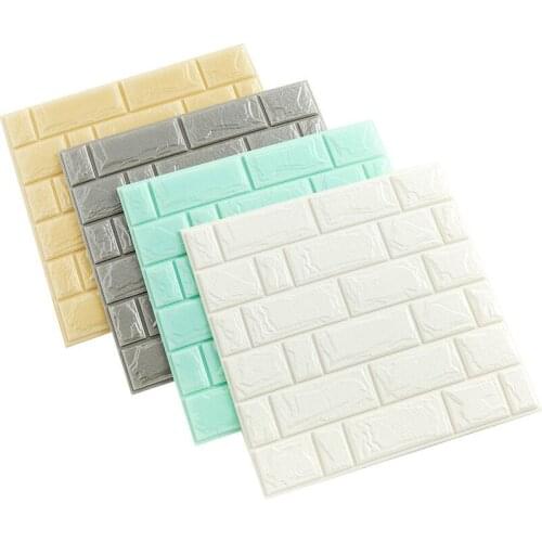 32cm*32cm Brick Wall Stickers Waterproof Anti-collision 3D Self-Adhesive Wallpaper For Kids Room Bedroom Decoration Background
