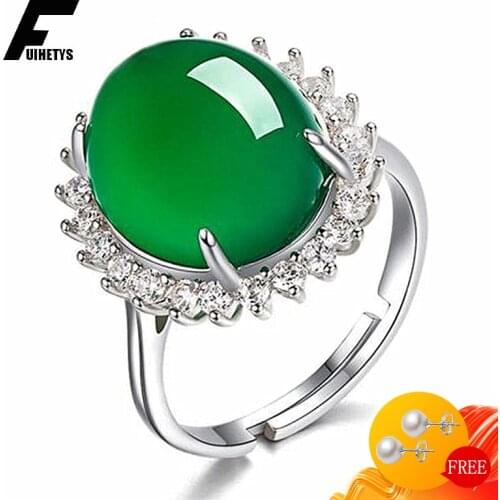 Bali Jelry Retro 925 Silver Ring Jewelry Accessories Oval Shaped Emerald Zircon Gemstone Fashion Open Rings for Women Wedding