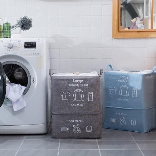 Foldable Laundry Basket With Zipper Dirty Clothes Sundries Toys Storage Bag With Drawstring Beam Mouth High Capacity Waterproof