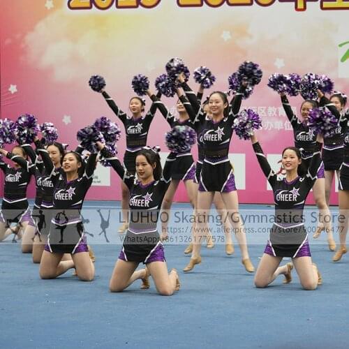 Cheerleading Uniforms Girls Aerobics Competition Figure Skating Dress Teens Kids Rhythmic Unitards Varsity Fancy Dress Uniform