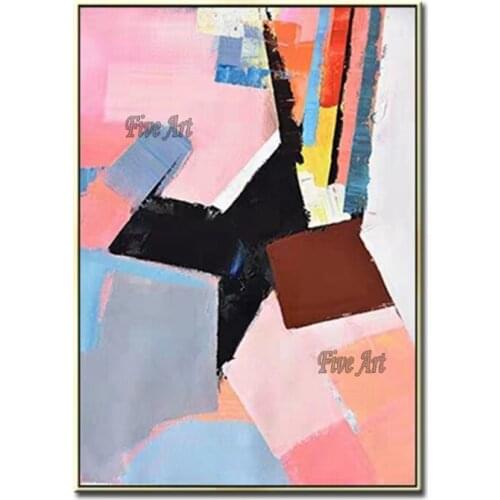Colorful Abstract Geometric Style Wall Canvas Picture Art Hand-painted Latest Oil Painting Living Room Decor 1 Panel Piece Art