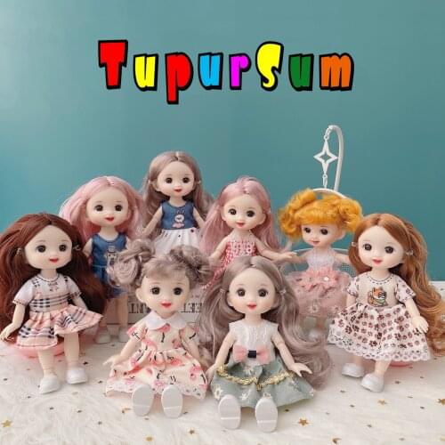 New 16cm Bjd Doll 13 Joint Cute Doll 3D Brown Eye Dress Up Fashion Baby with Clothes Shoes Childrens DIY Hot Toys Girl Gift