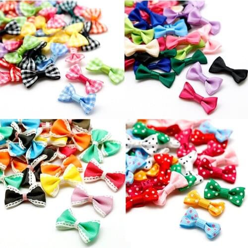 Multi Style Silk Bow-Knot Mini Rosette Bow Tile for Home Wedding Party Ribbon Clothing Sewing Scrapbooking DIY Crafts Supplies