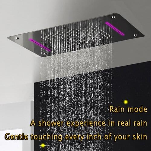 Multifunction Remote Control Rainbow Color change LED Shower Embedded Ceiling Rainfall Waterfall Bubble Mist big shower head