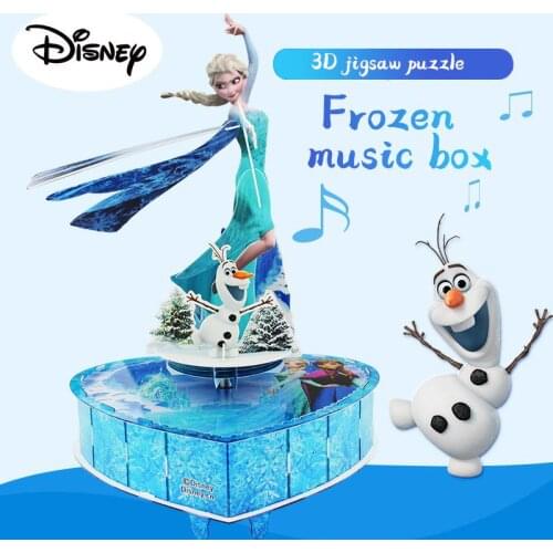 Disney Animated Films Frozen Elsa Princess Olaf 3D Puzzle Toy DIY Magic Rotate Music Box Christmas Present Toy For Kids Girls