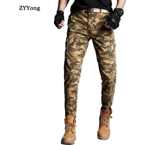 ZYYong Camouflage Mens Overalls Casual Camouflage Wear-Resistant Military Tactical Pants Hip-hop Tide Brand Outdoor Mens Pants