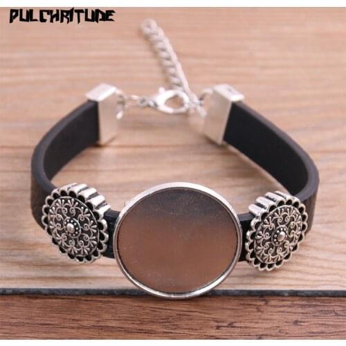 1pcs 6Color PU Bracelets Base Setting Cuff Blank Trays Brazel Fit 25mm Glass Cameo Dome Cabochon DIY Jewelry Findings P6880