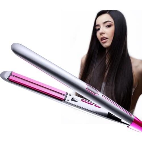 Portable Infrare Hair Straightener 2 in 1 LCD Display Flat Iron Hair Straightening Curling Iron Ceramic Hair Curler Styling Tool