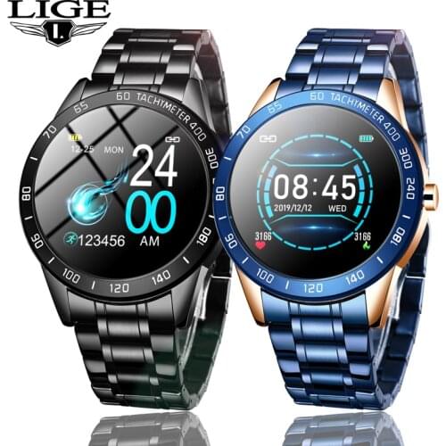 LIGE New Mens smart watch men Waterproof sport For iPhone Heart rate monitor Blood pressure function smartwatch Fitness tracker