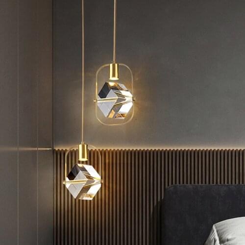 Modern Luxury Crystal Led Pendant Light Living room Dining Room Kitchen Glass Hanging Light Bedroom Bedside Pendant Lamps